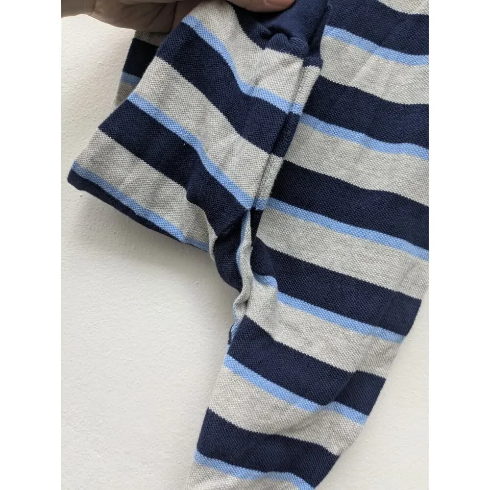 Ralph Lauren Baby Boy Coverall Blue Striped Rugby Cotton Long Sleeve 6M